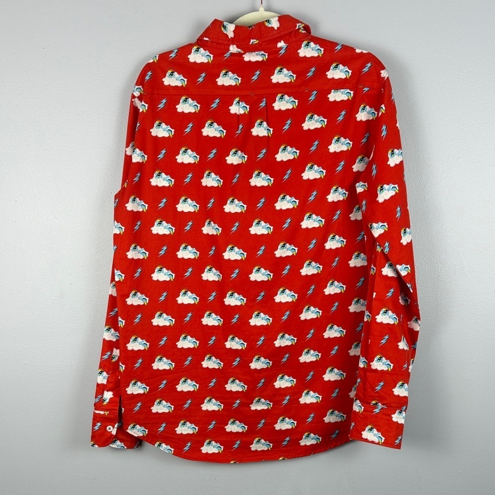 Hayley Elsaesser Cotton Cloud Lightning Unicorn Print Button Down Med Red Shirt - Picture 13 of 13